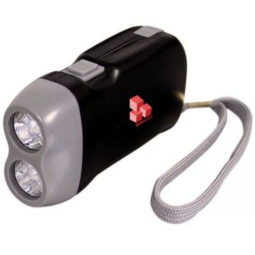 Hand-Press Powered Flashlight With 2 LED