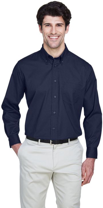 UltraClub Men's Whisper Twill Long Sleeve Dress Shirt