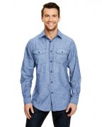 Burnside Mens Chambray Woven Shirt Long Sleeve Dress Shirt