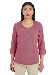 Devon & Jones Ladies' Central Cotton Blend Melange Knit Top