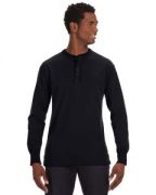 J America Men's Vintage Brushed Jersey Henley Long Sleeve