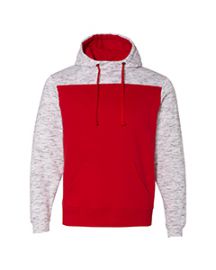 J America Adult Melange Color Blocked Hooded Sweatshirt