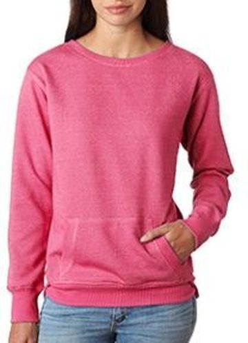 J America Ladies' Glitter French Terry Crew