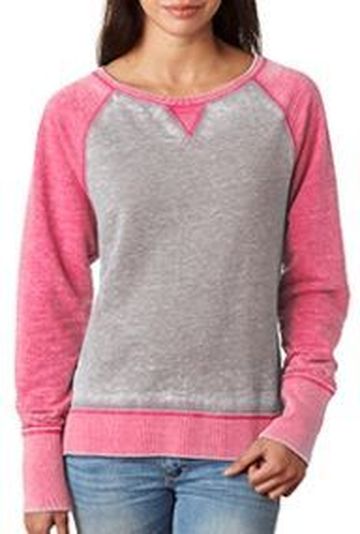 J America Ladies' Zen Contrast Crew