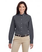 Harriton Ladies' Foundation 100% Cotton Long-Sleeve Twill Shirt with�Teflon