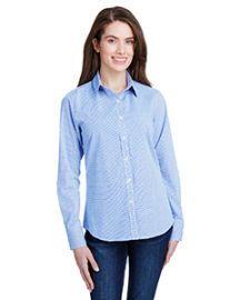 Artisan Collection by Reprime Ladies' Microcheck Gingham Long-Sleeve Cotton Shirt