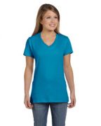 Hanes Ladies' 4.5-ounce., 100% Ringspun Cotton nano-T® V-Neck T-Shirt