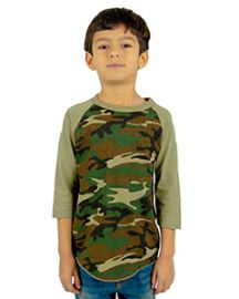 Shaka Wear Youth 6-ounce., 3/4-Sleeve Camo Raglan T-Shirt