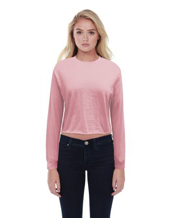 StarTee Ladies' Boyfriend Long Sleeve Crop T-Shirt