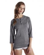 US Blanks Unisex 4.9-ounce. 3/4-Sleeve Triblend Raglan Henley