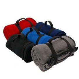 Whipstitch Fleece Blanket With Strap - 50" W x 60" H